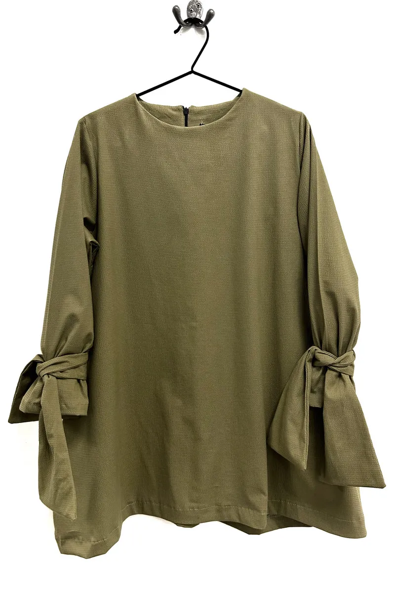 Totes tunic - Olive With Cuff Bows