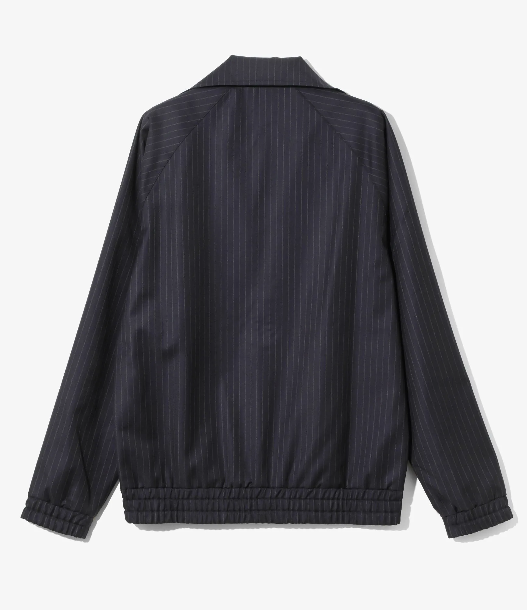 Track Jacket - Navy - Stripe Wool Viyella