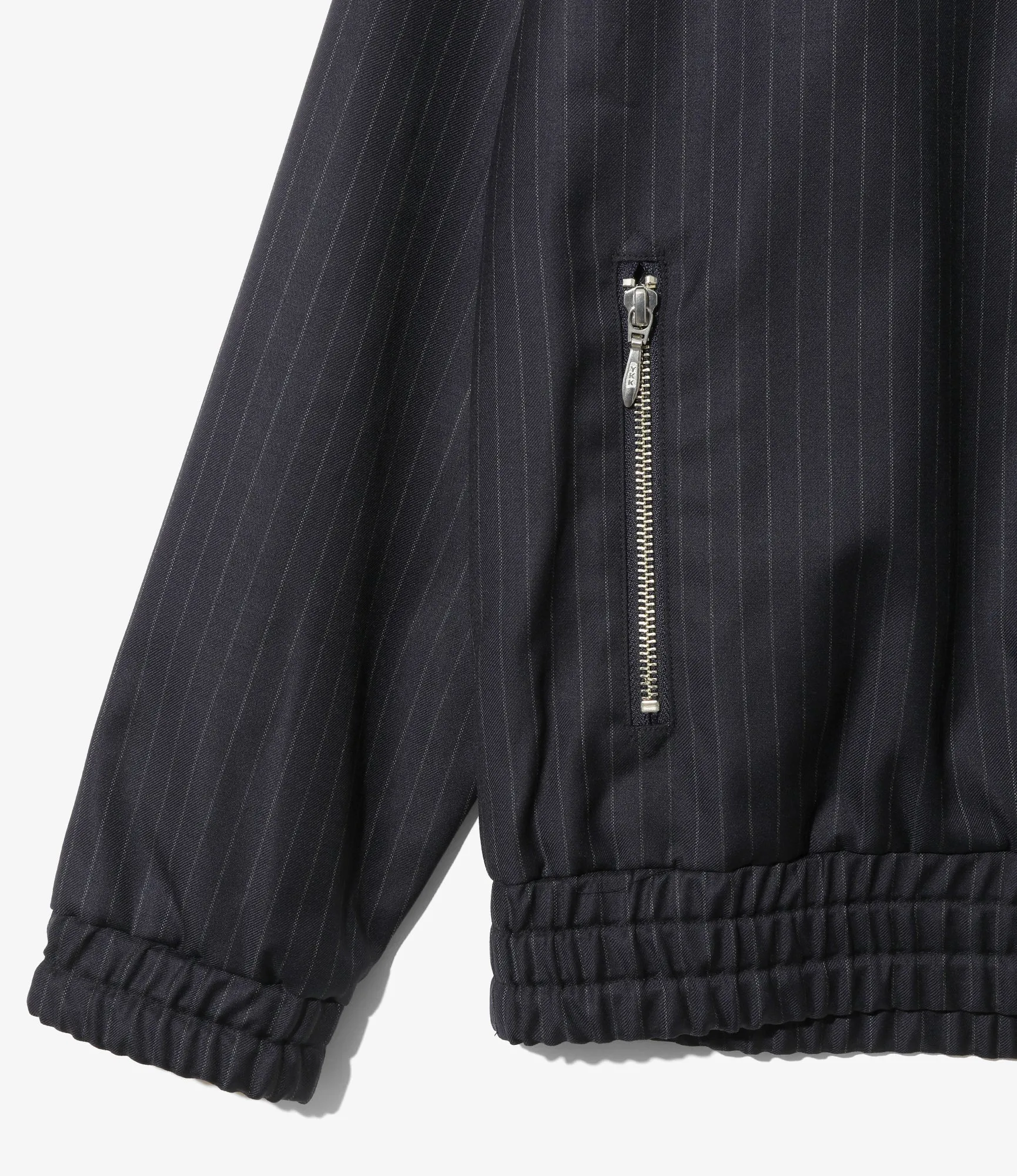 Track Jacket - Navy - Stripe Wool Viyella