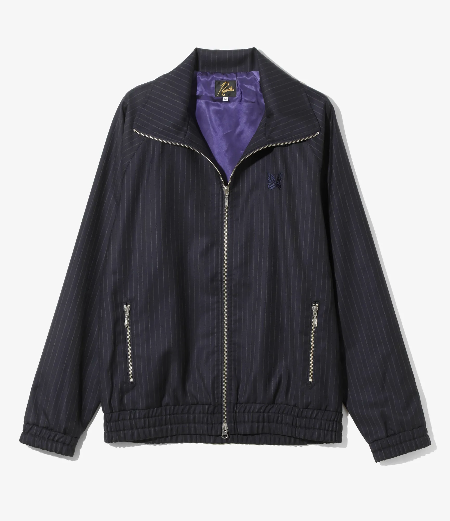 Track Jacket - Navy - Stripe Wool Viyella