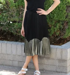 Two Tone Metallic Pleated Skirt