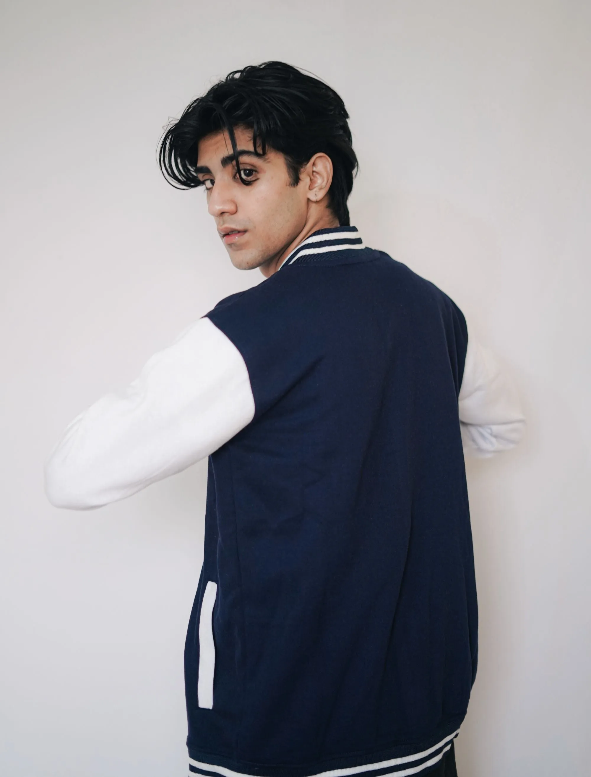 Varsity Bomber Jacket - Navy Blue - UNISEX