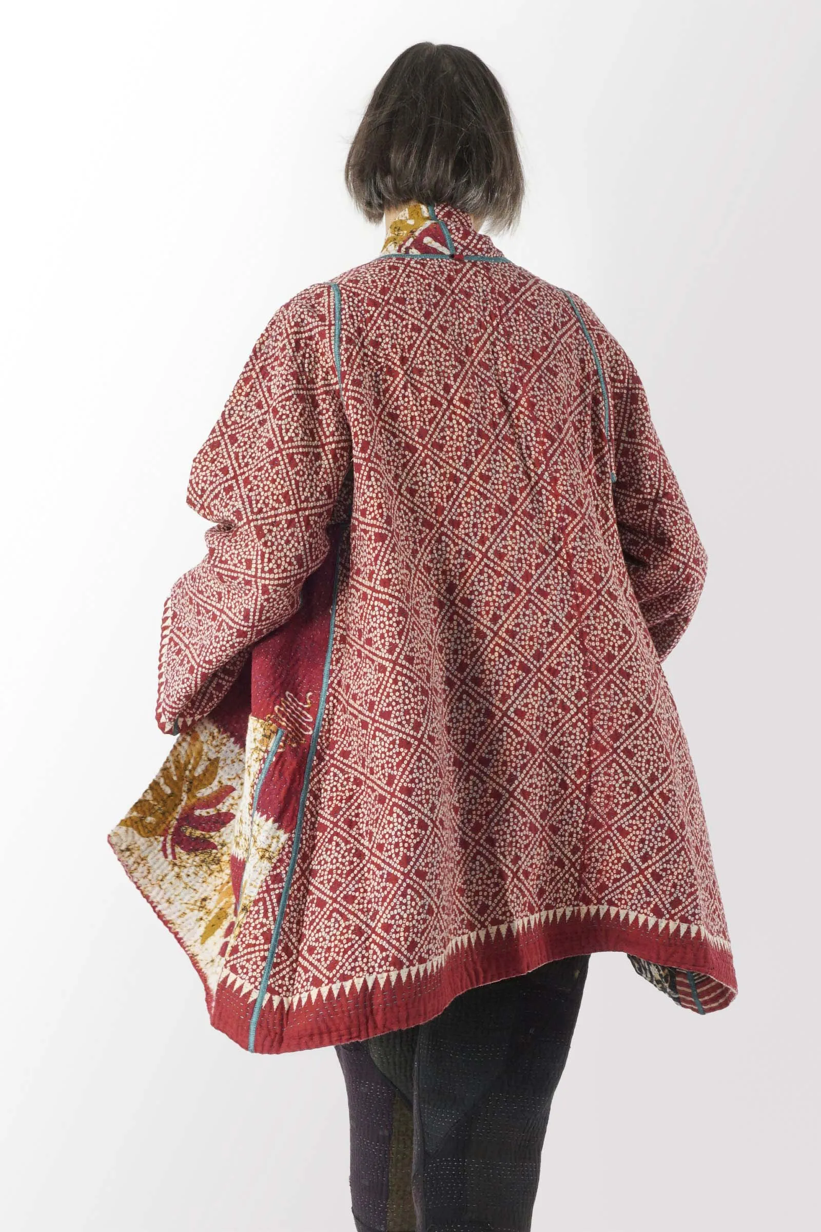 VINTAGE COTTON KANTHA A-LINE JACKET - cv4003-0411a -