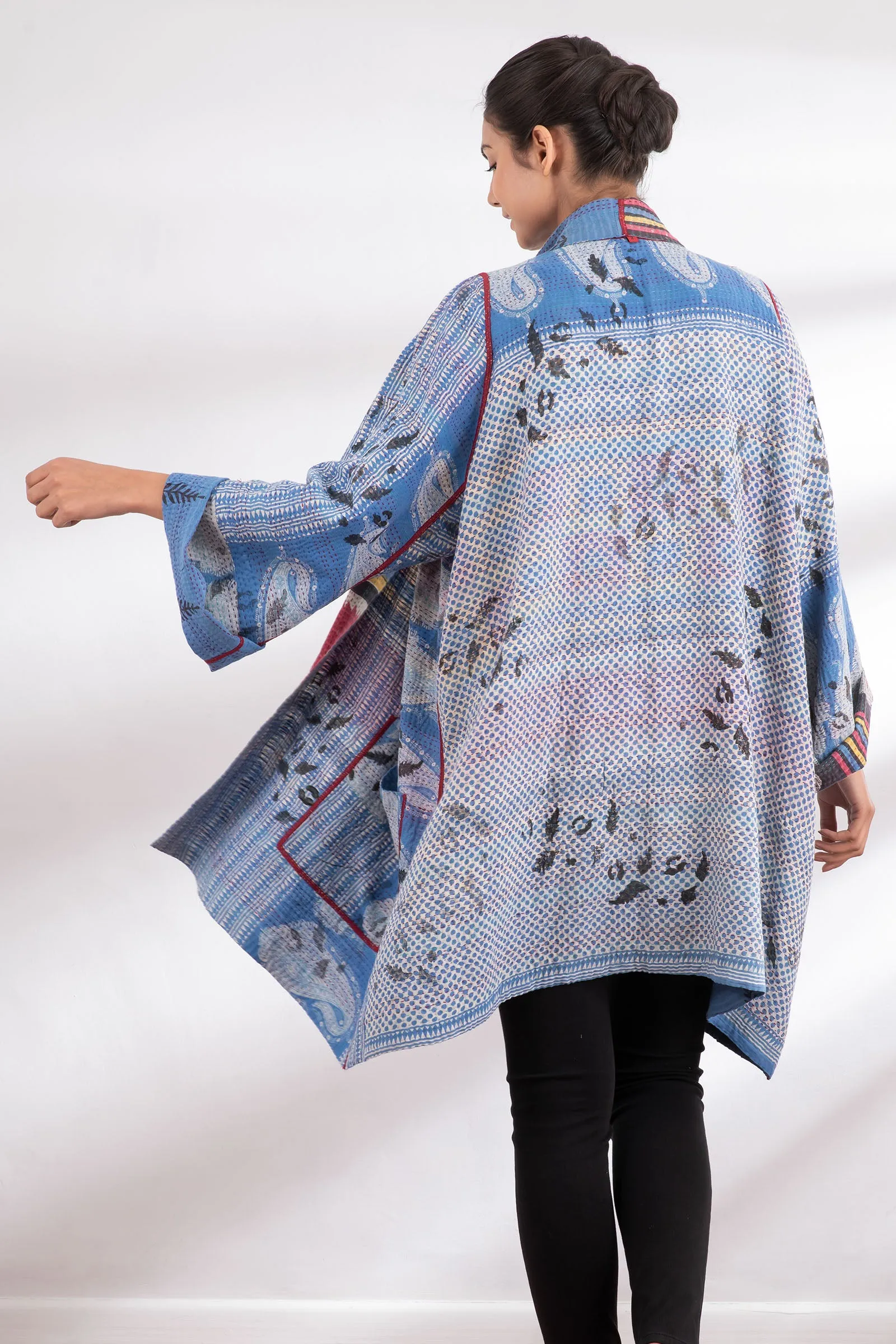 VINTAGE COTTON KANTHA A-LINE JKT