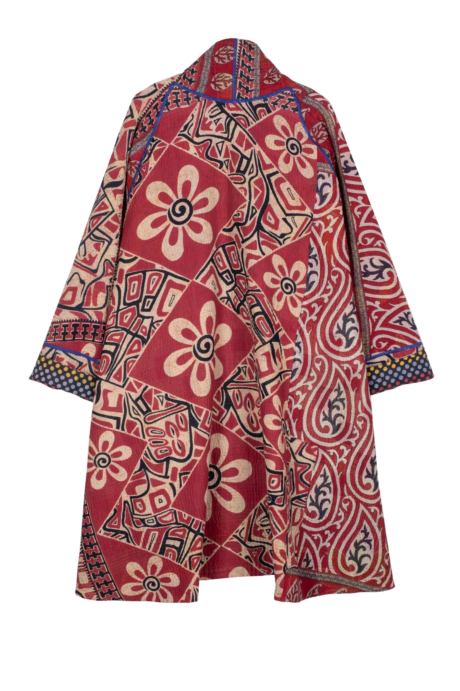 VINTAGE COTTON KANTHA KIMONO LONG JACKET - cv4005-5002a -