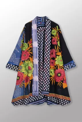 VINTAGE COTTON KANTHA KIMONO LONG JKT - cv4005-0139a -