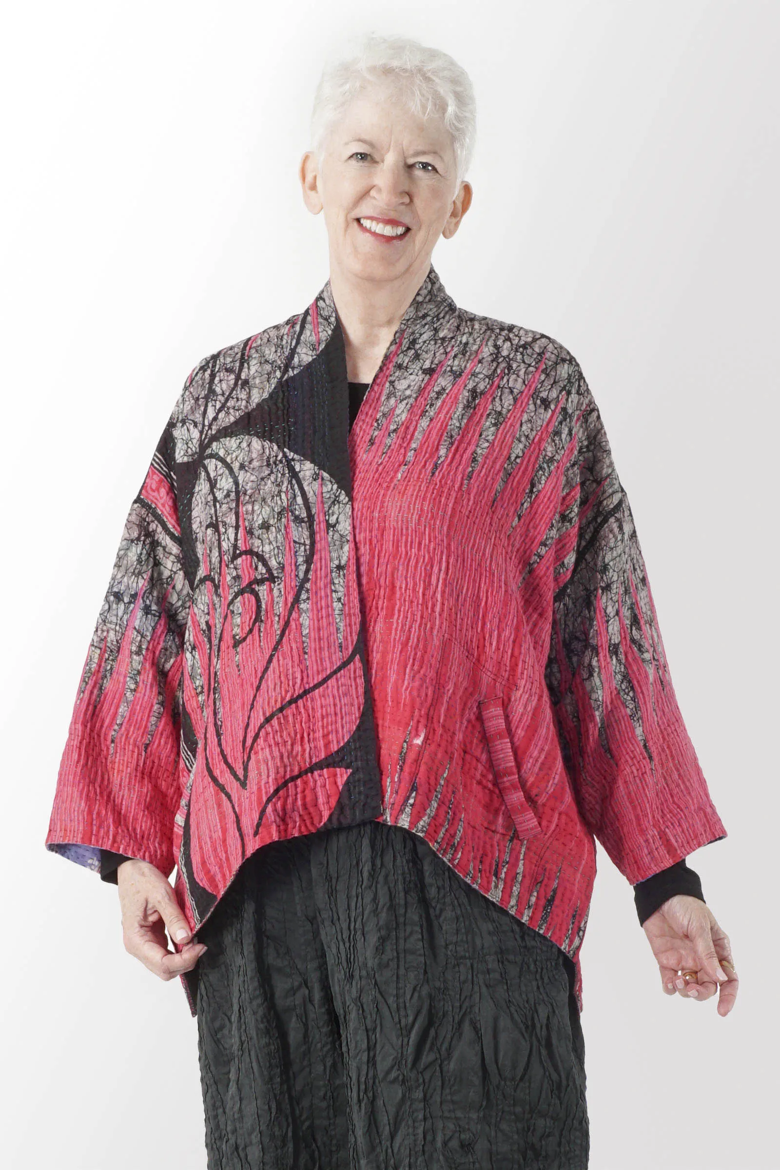 VINTAGE COTTON KANTHA MINI KIMONO JKT - cv4055-0042a -