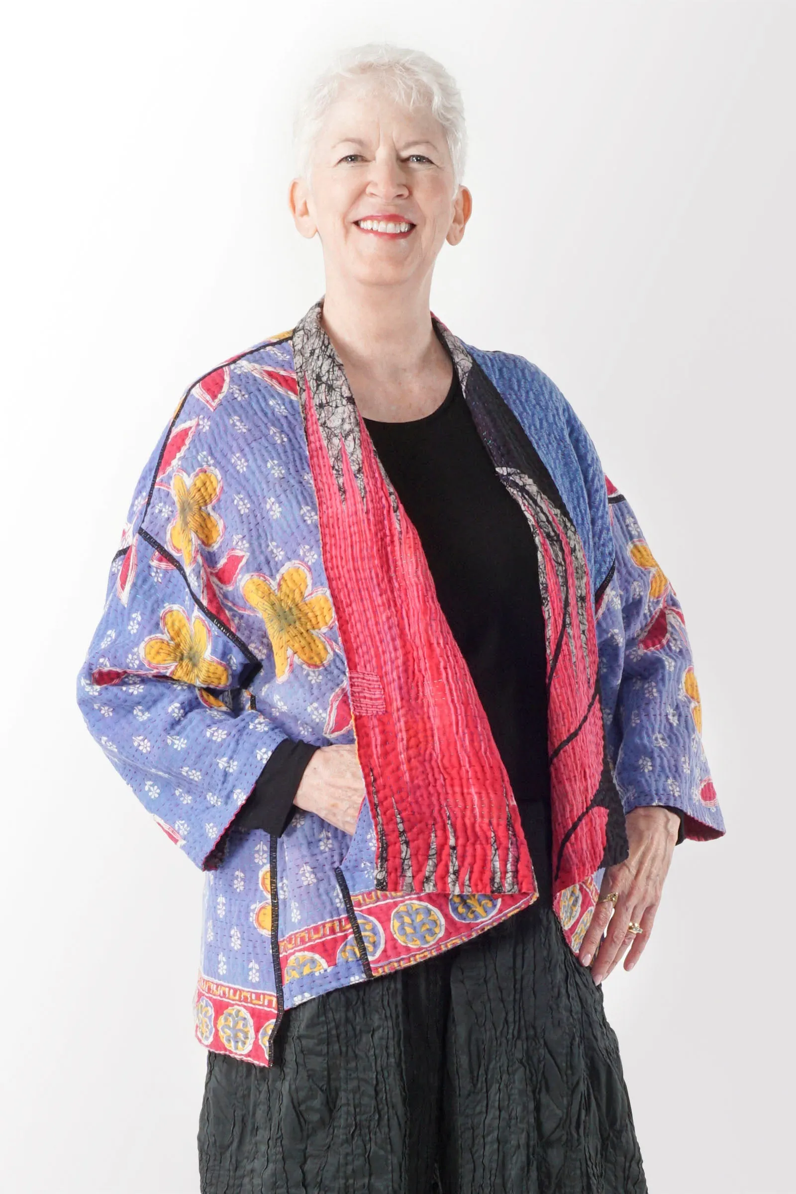 VINTAGE COTTON KANTHA MINI KIMONO JKT - cv4055-0042a -