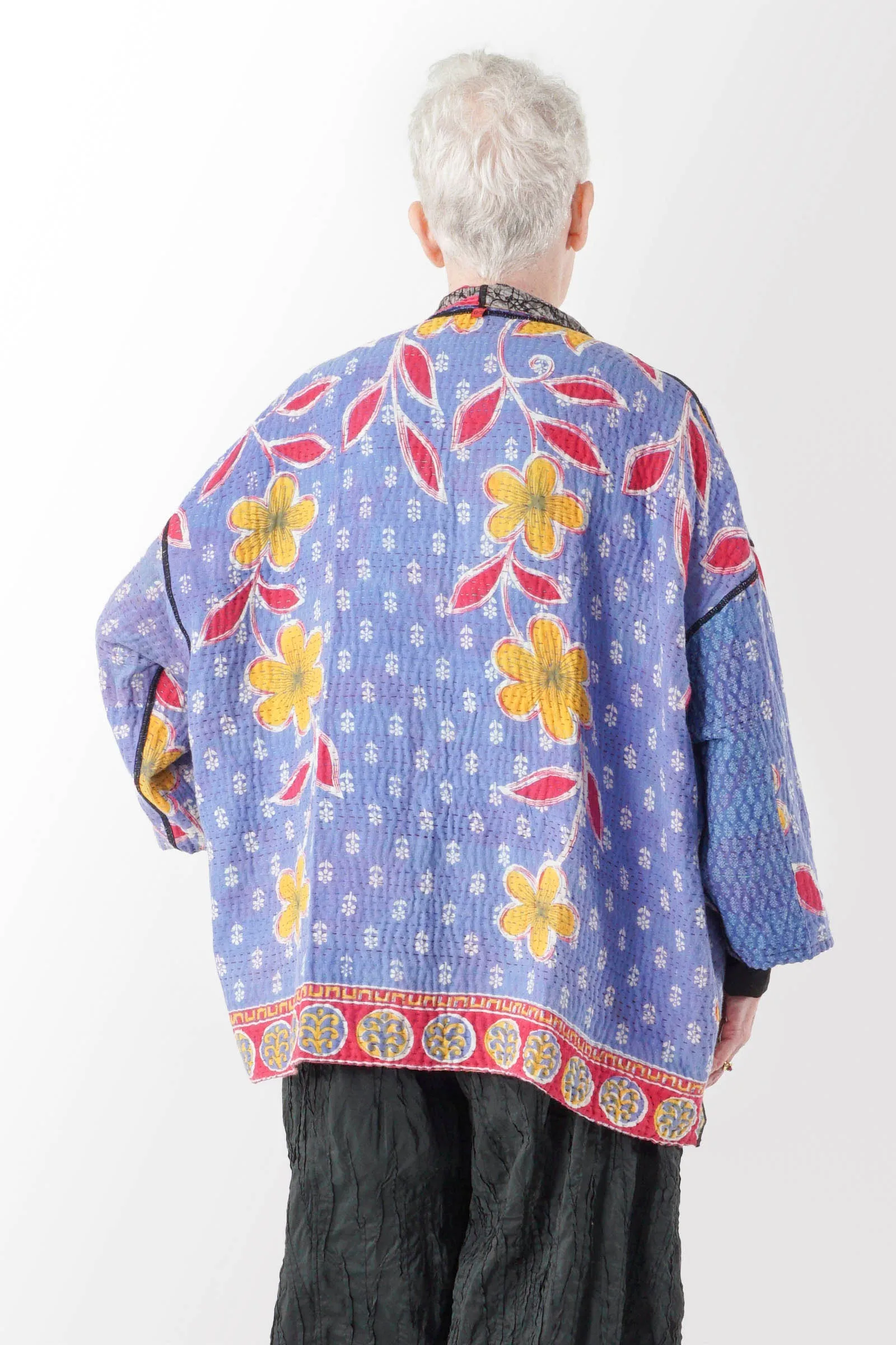 VINTAGE COTTON KANTHA MINI KIMONO JKT - cv4055-0042a -