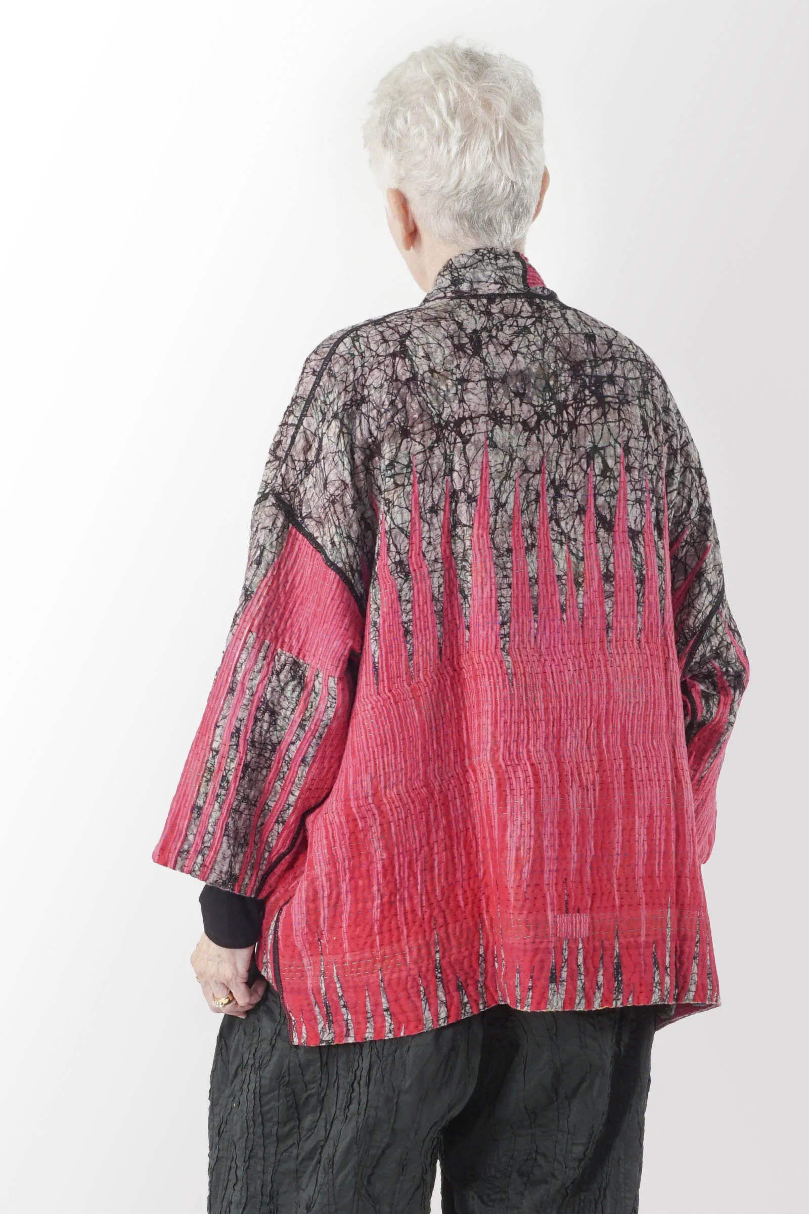 VINTAGE COTTON KANTHA MINI KIMONO JKT - cv4055-0042a -