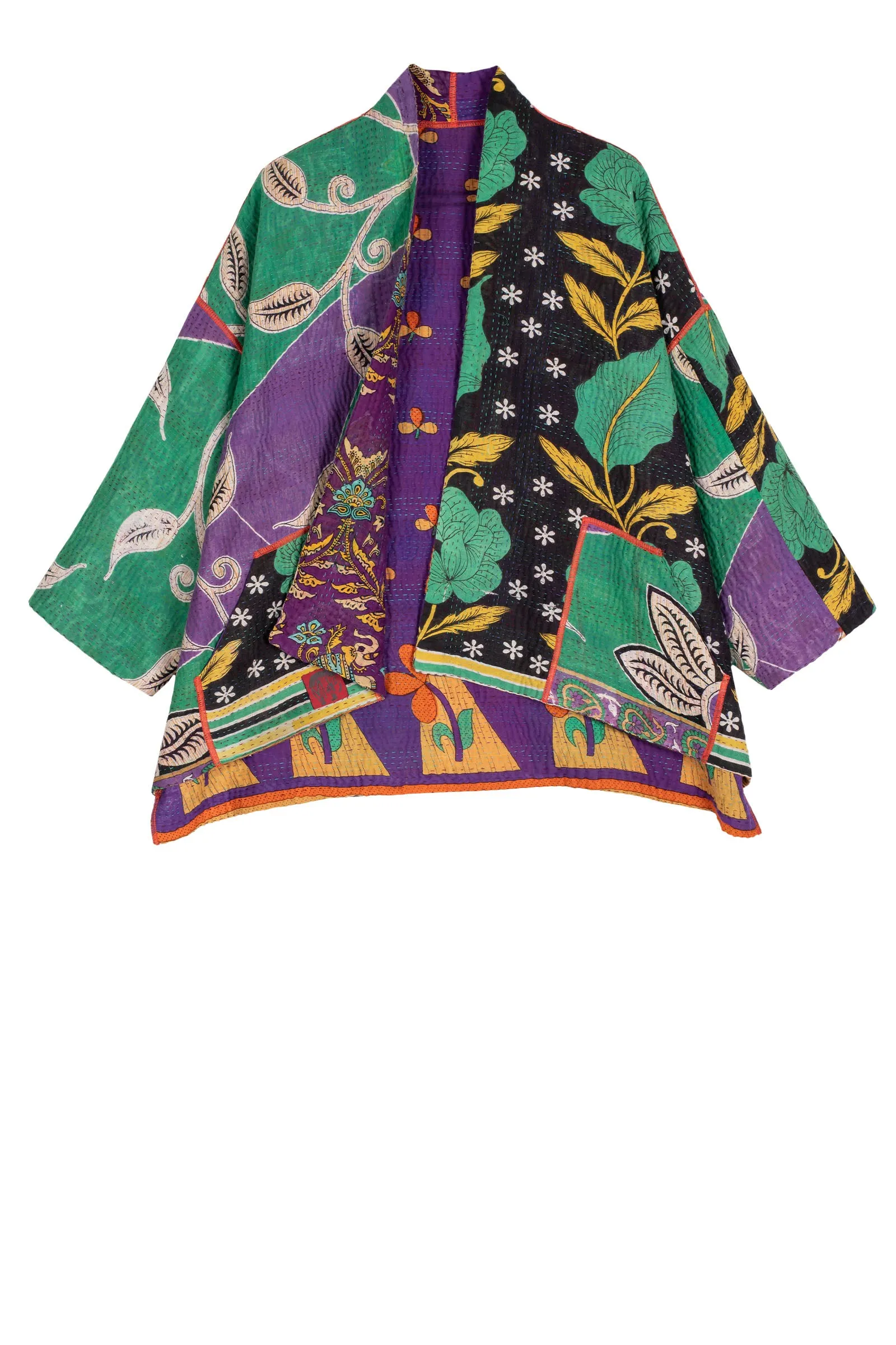 VINTAGE COTTON KANTHA MINI KIMONO JKT - cv4055-0044a -