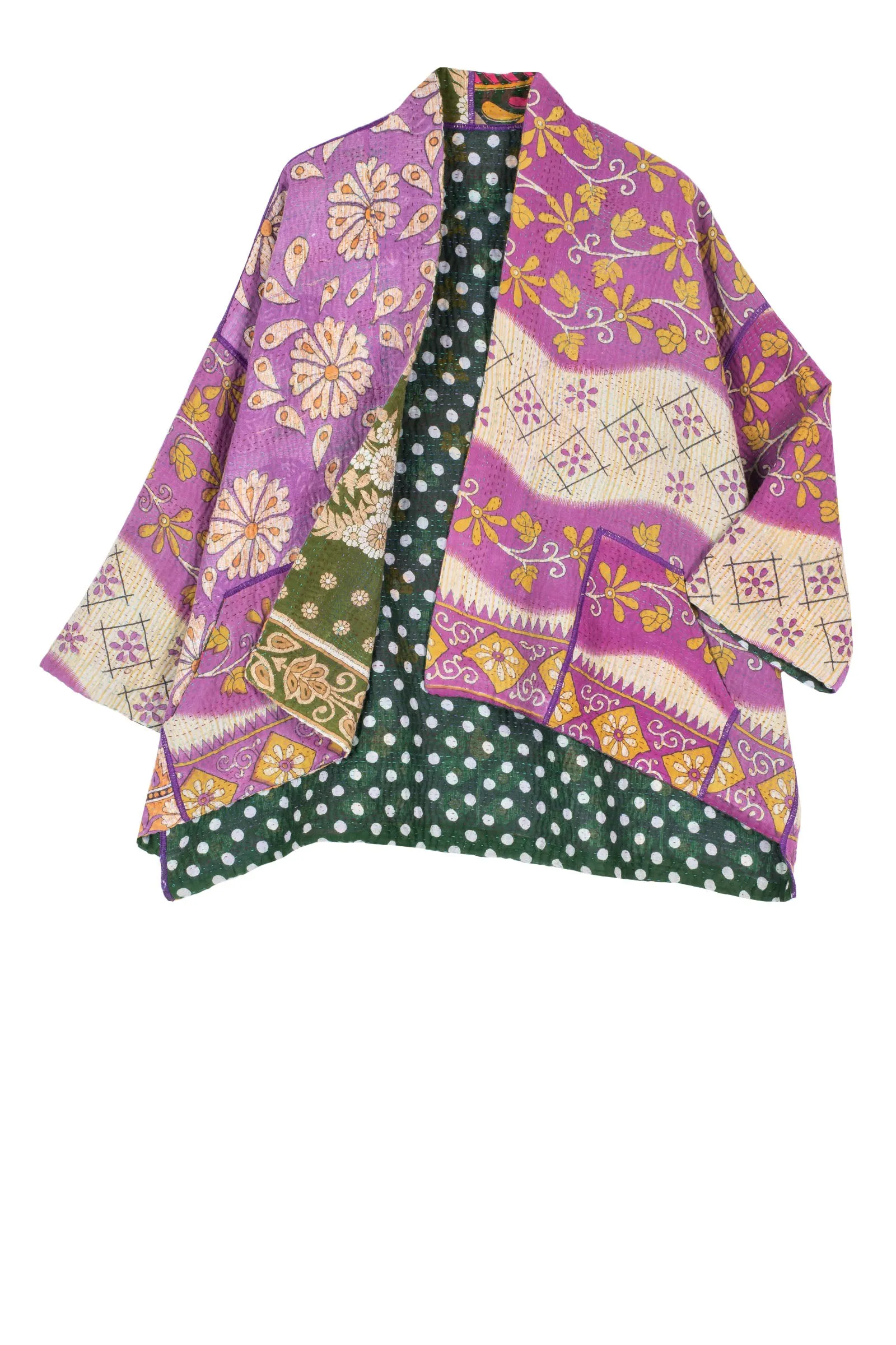 VINTAGE COTTON KANTHA MINI KIMONO JKT