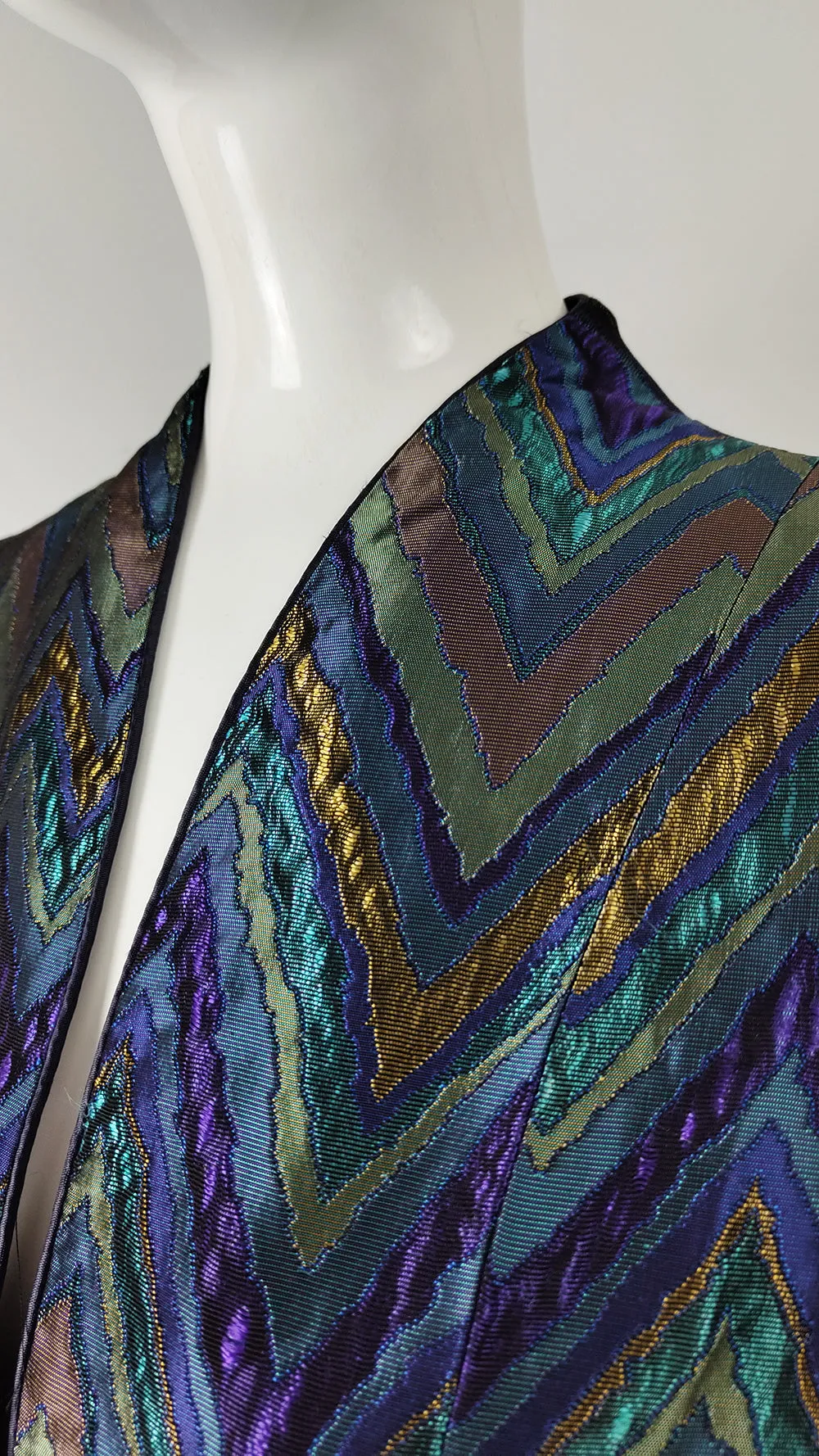 Vintage Purple, Teal & Gold Metallic Brocade Bolero Jacket, 1980s