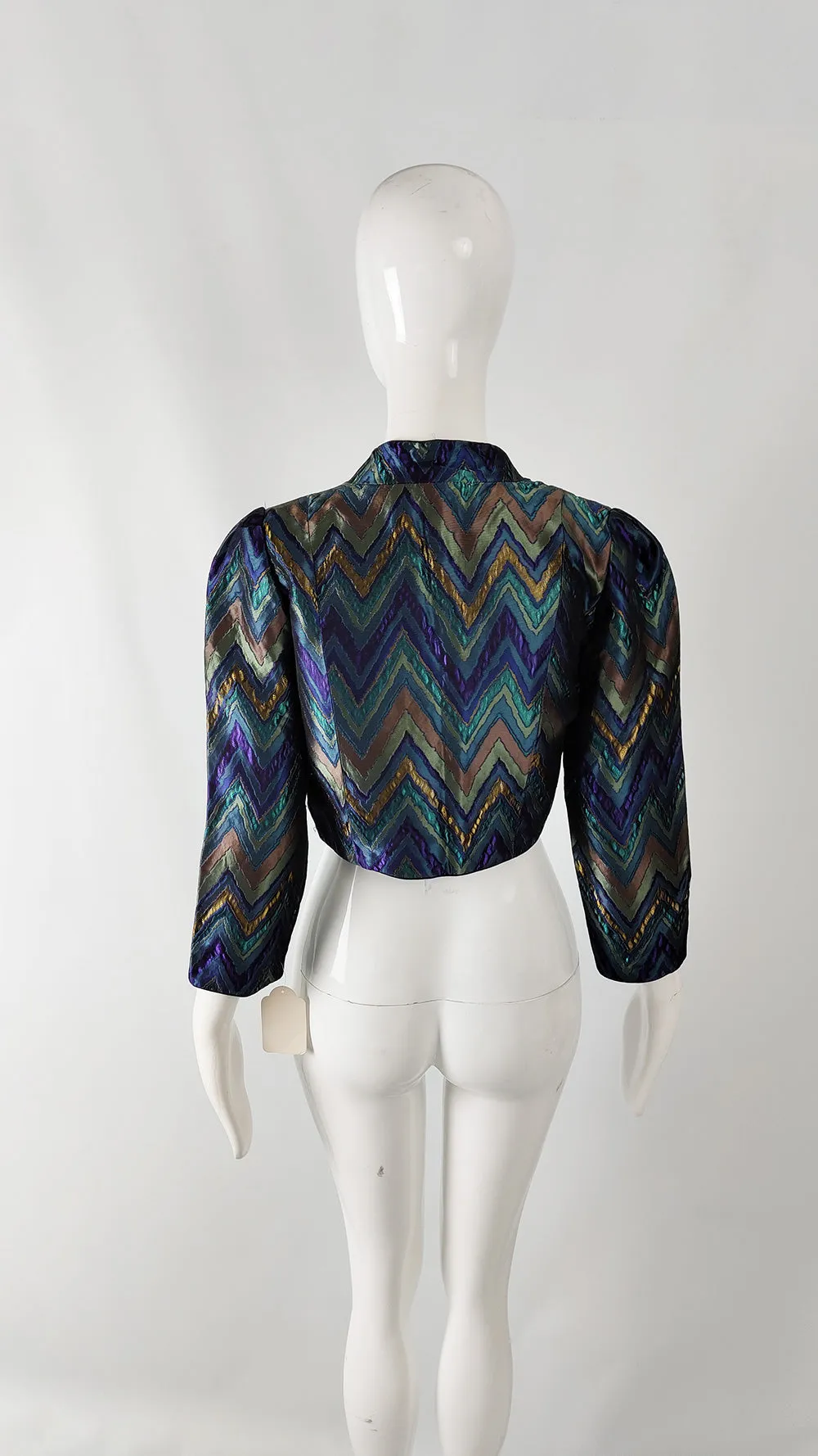 Vintage Purple, Teal & Gold Metallic Brocade Bolero Jacket, 1980s