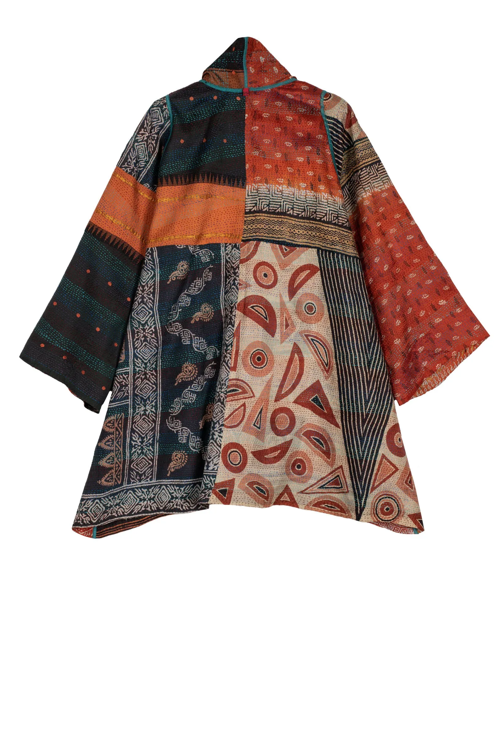 VINTAGE SILK KANTHA A-LINE JKT - sv2003-0369a -