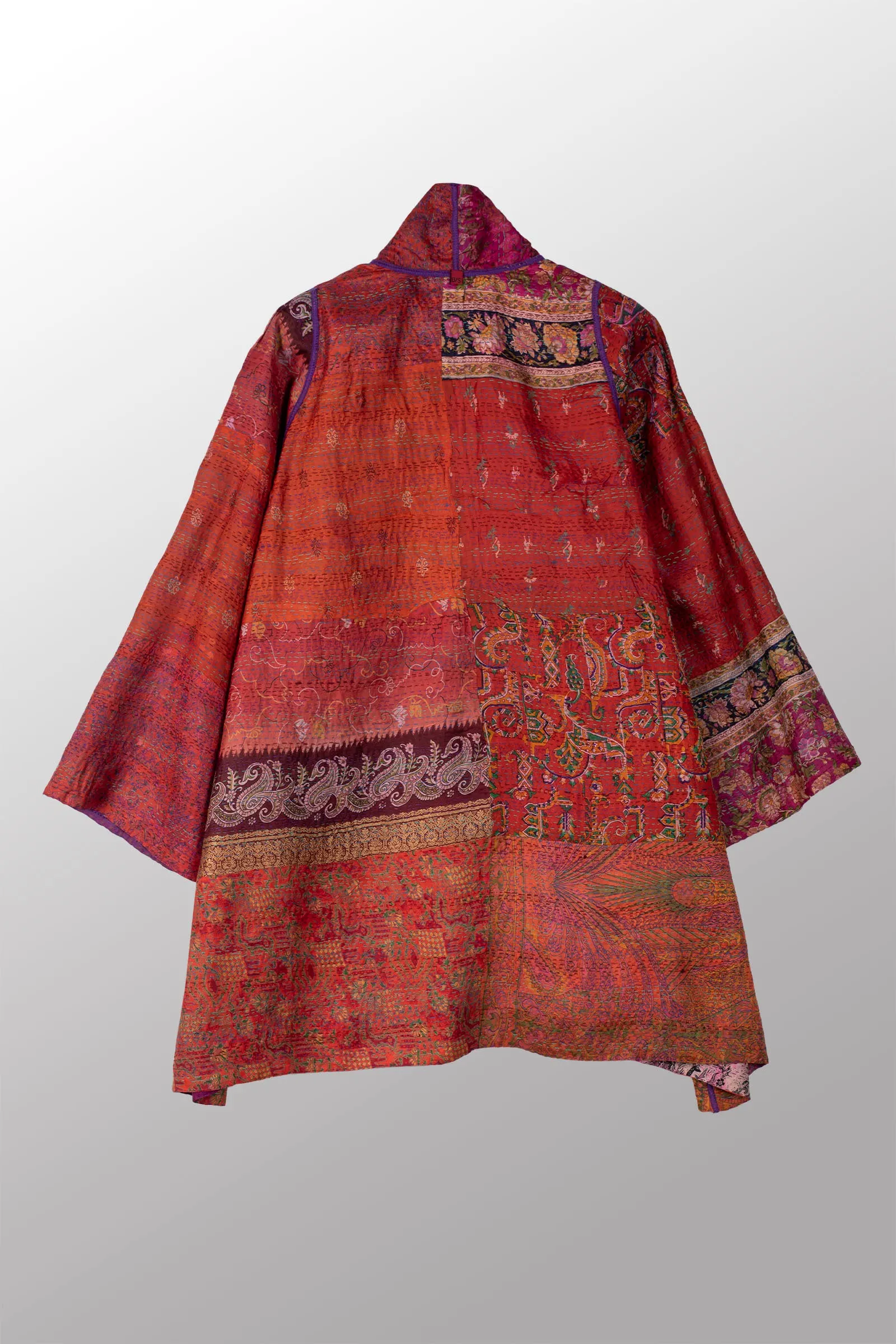 VINTAGE SILK KANTHA A-LINE JKT - sv2003-0372a -