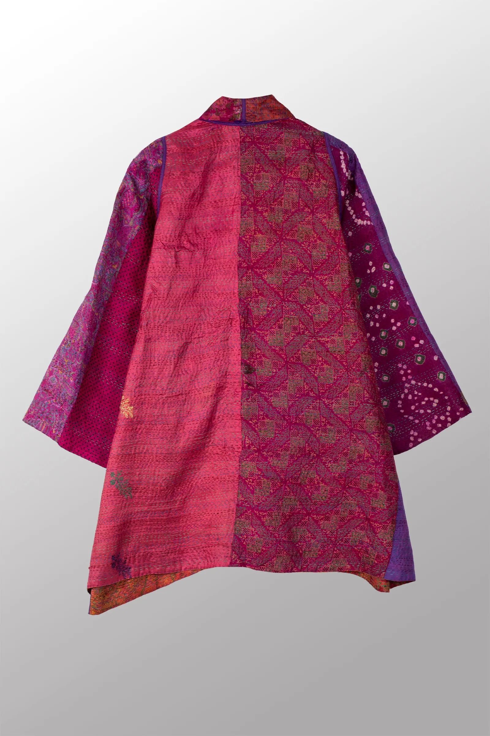 VINTAGE SILK KANTHA A-LINE JKT - sv2003-0372a -