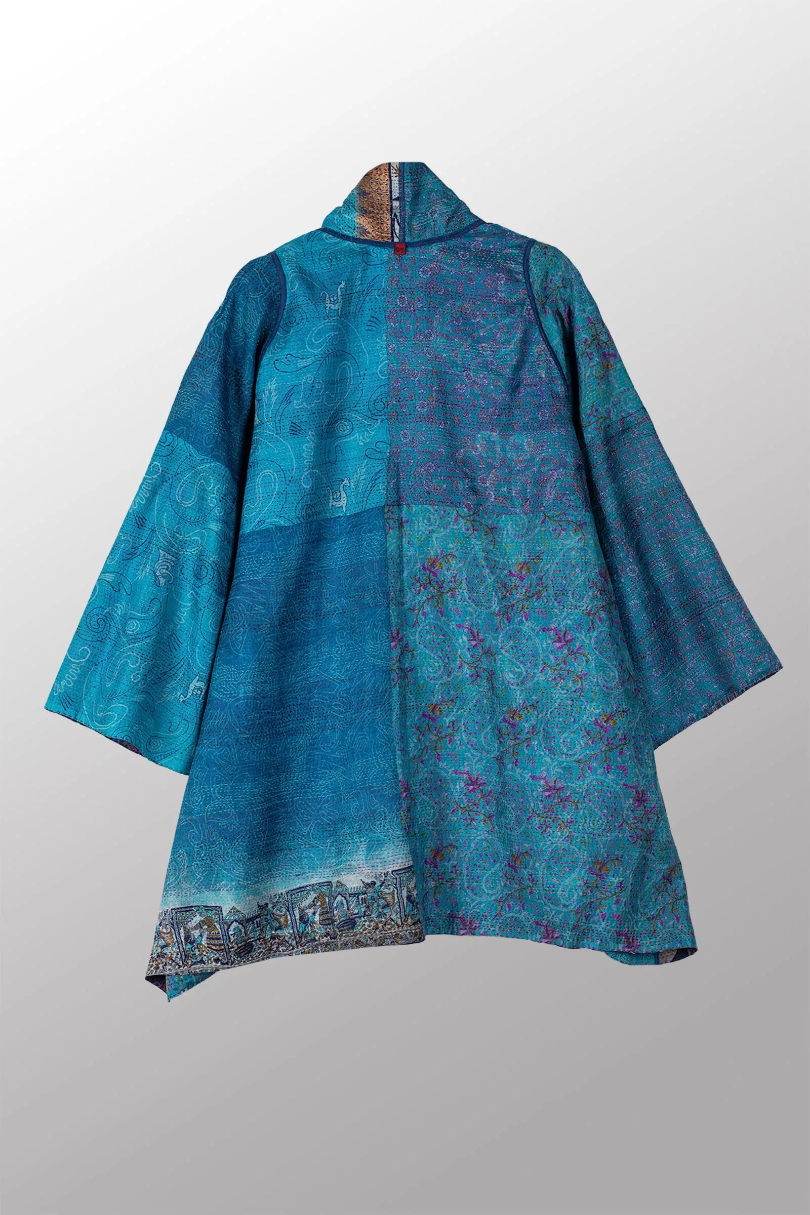 VINTAGE SILK KANTHA A-LINE JKT - sv2003-0374a -