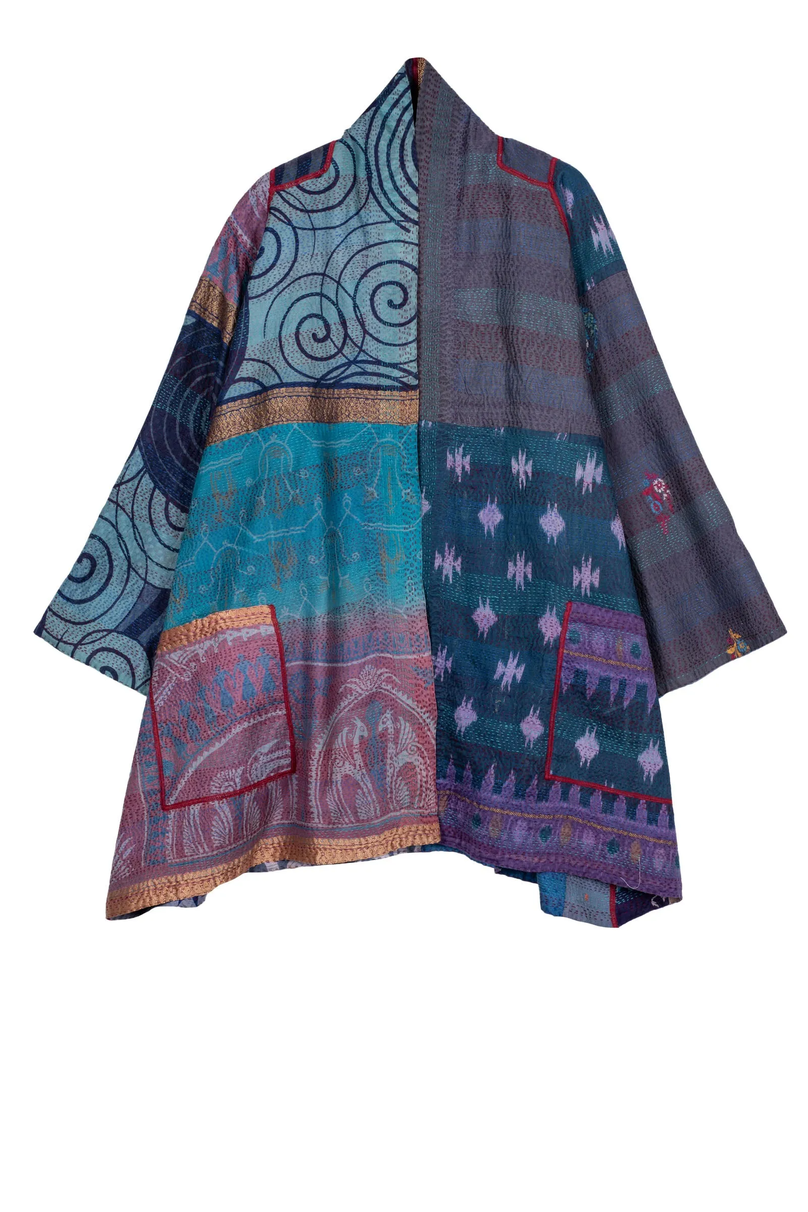 VINTAGE SILK KANTHA A-LINE JKT