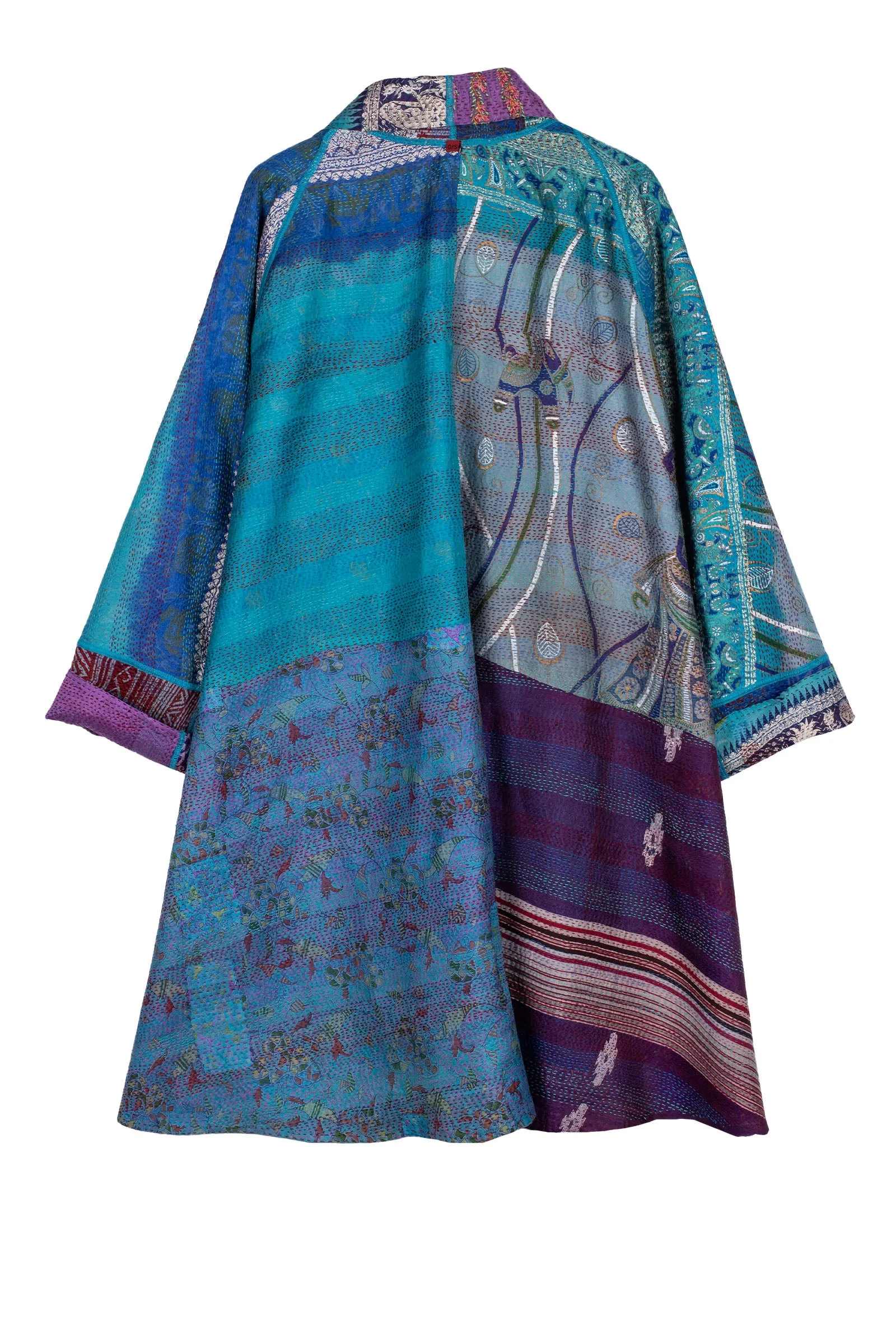 VINTAGE SILK KANTHA KIMONO LONG JKT