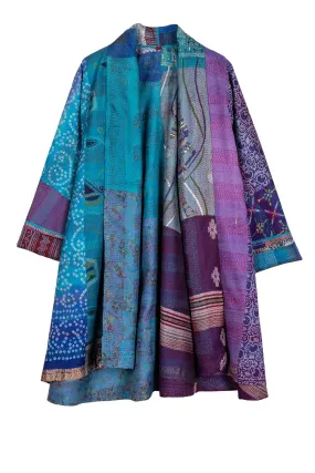 VINTAGE SILK KANTHA KIMONO LONG JKT