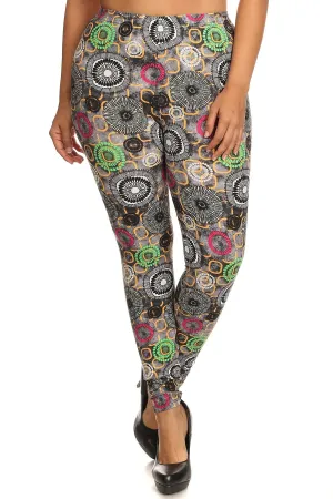 Voluptuous ( ) Plus Size Abstract Print Slim Fit Leggings - Ships from The USA