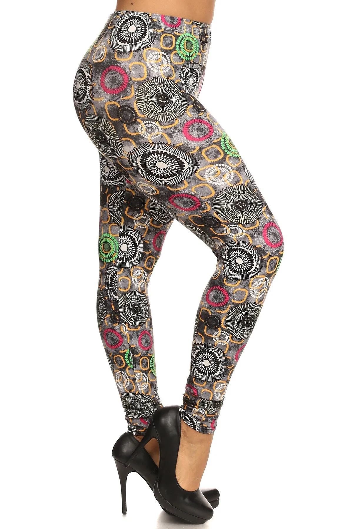 Voluptuous ( ) Plus Size Abstract Print Slim Fit Leggings - Ships from The USA