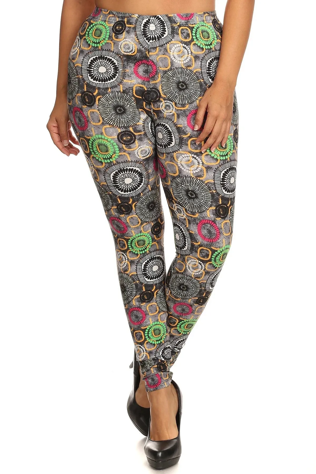 Voluptuous ( ) Plus Size Abstract Print Slim Fit Leggings - Ships from The USA