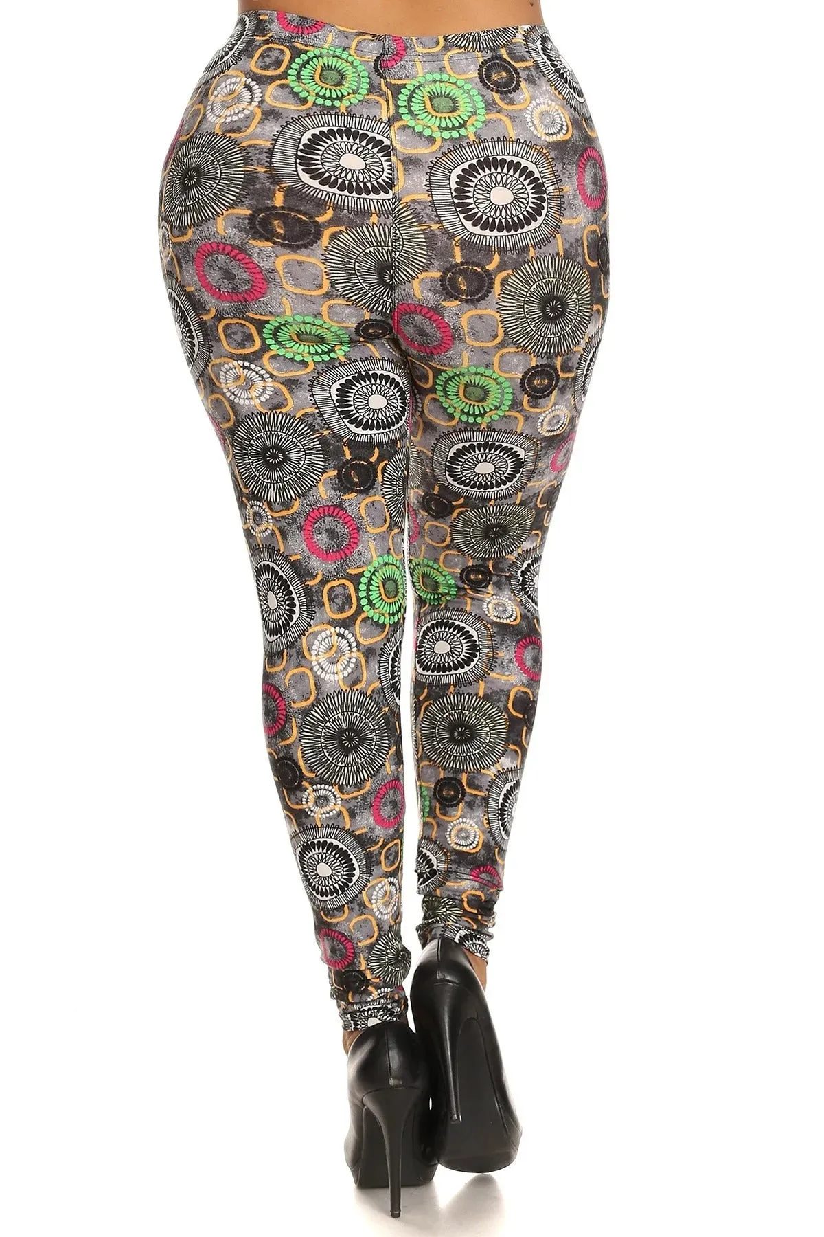 Voluptuous ( ) Plus Size Abstract Print Slim Fit Leggings - Ships from The USA