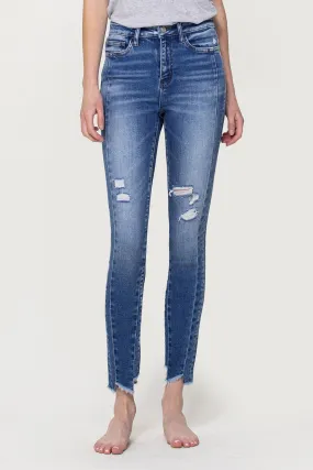 Windy City Uneven Hem High Rise Skinny