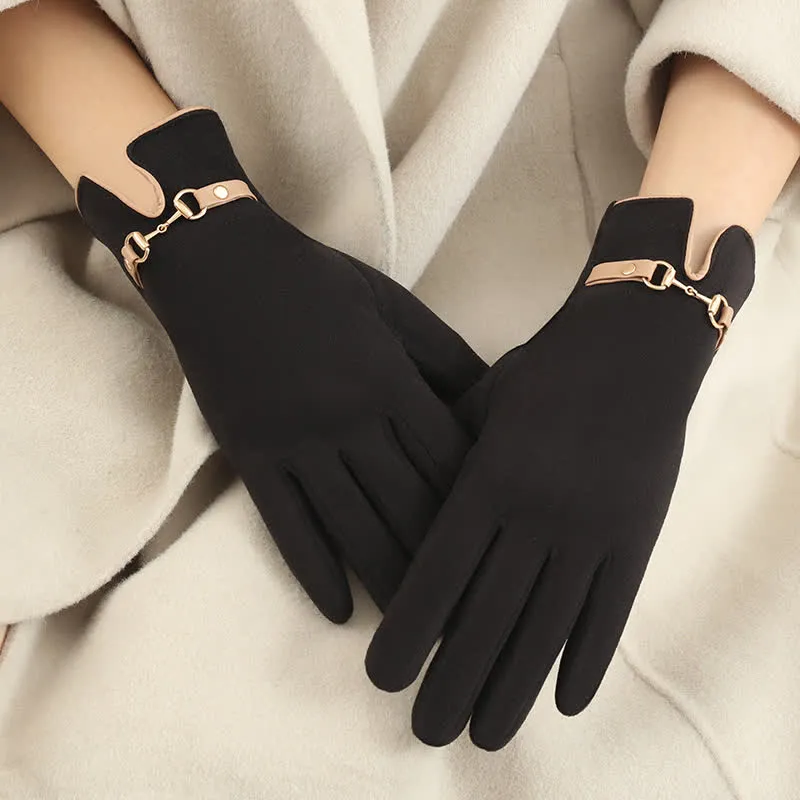 Women's Chain Plus Plush Velvet Thick Gloves