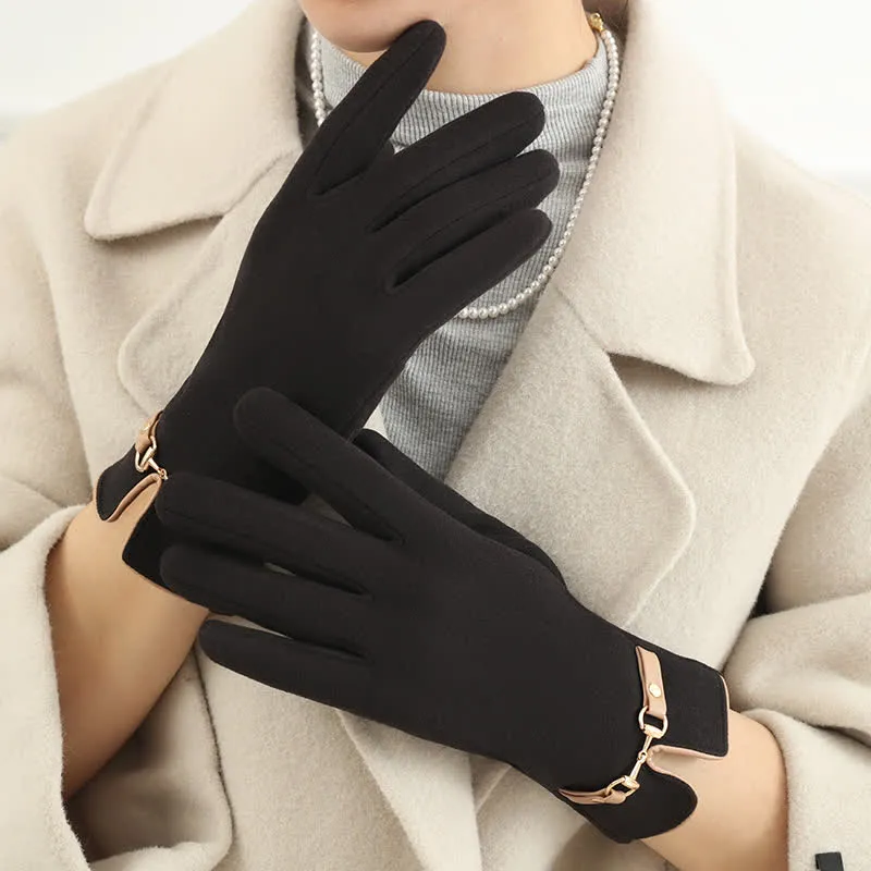 Women's Chain Plus Plush Velvet Thick Gloves