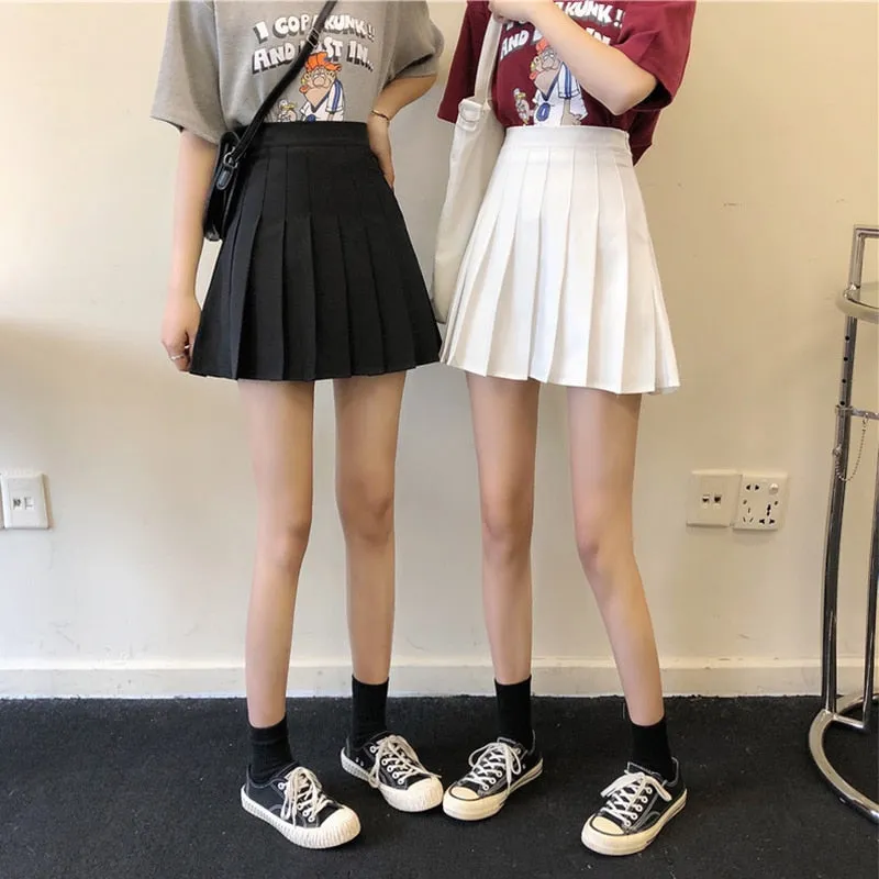 Women's High Waist Sexy Mini Pleated Skirts Dance Gothic School Student Sweet Girl Summer Pink Blue Short Vintage Plaid Skater