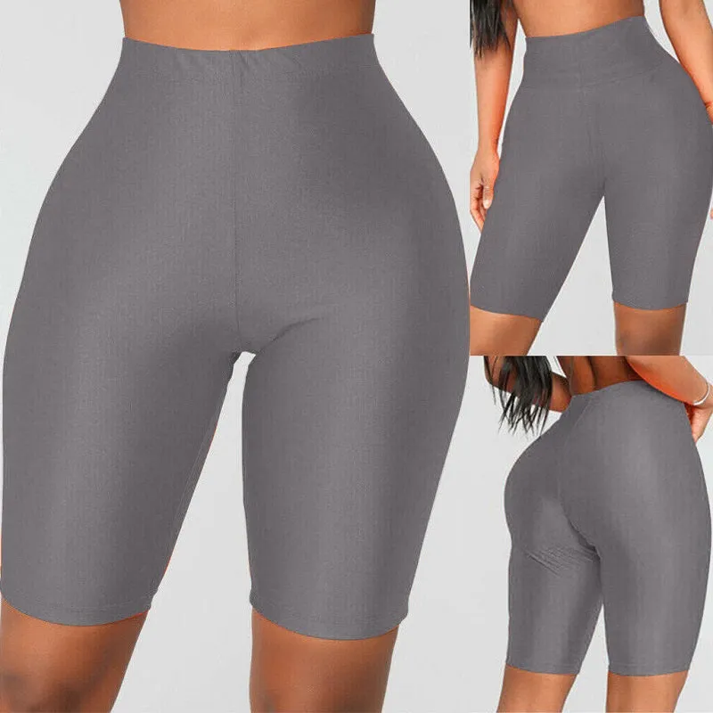 Womens High Waisted Elastic Tight Fashion Glossy Yoga Shorts