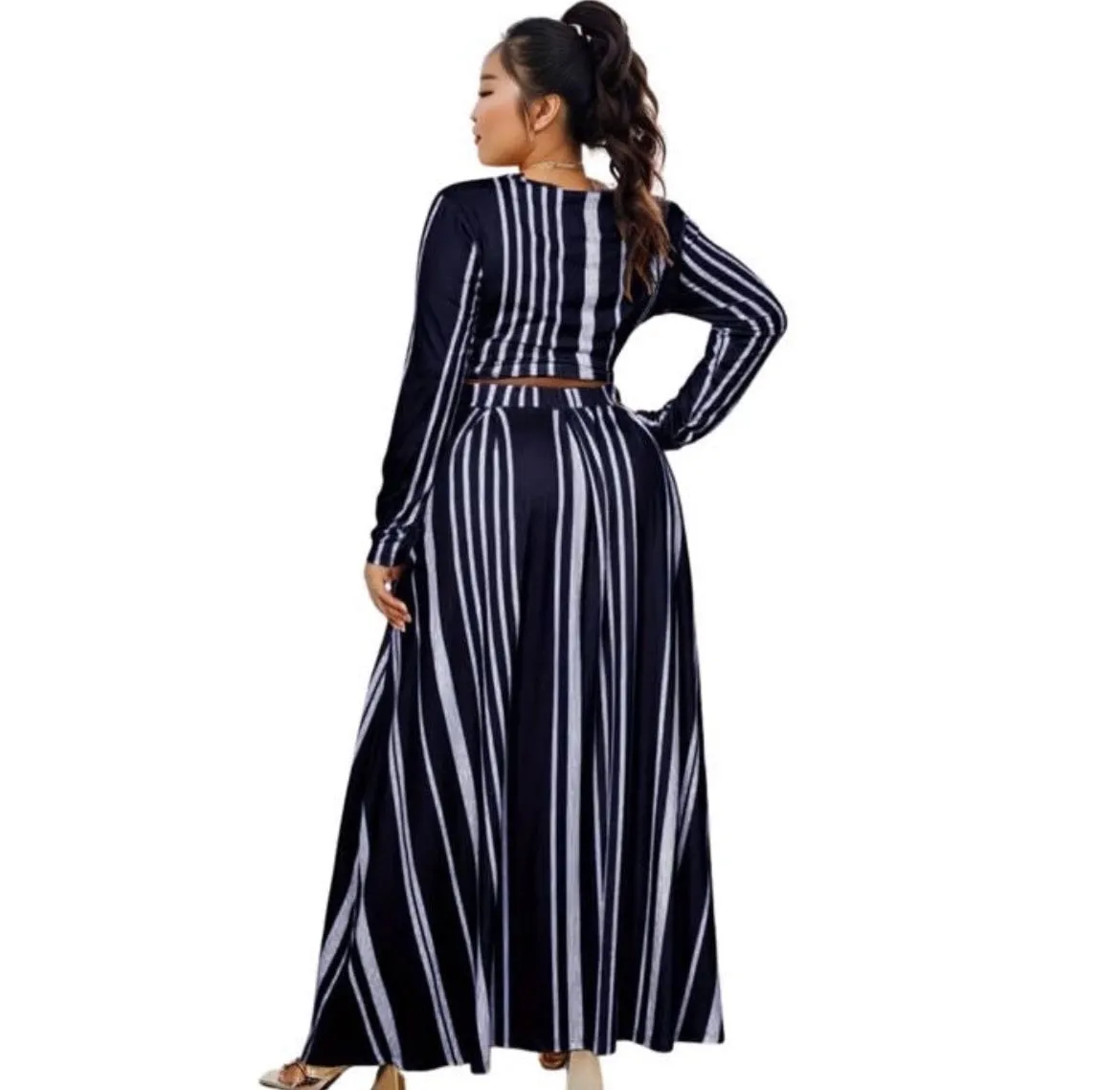 Women’s Navy Stripe Outfit Set