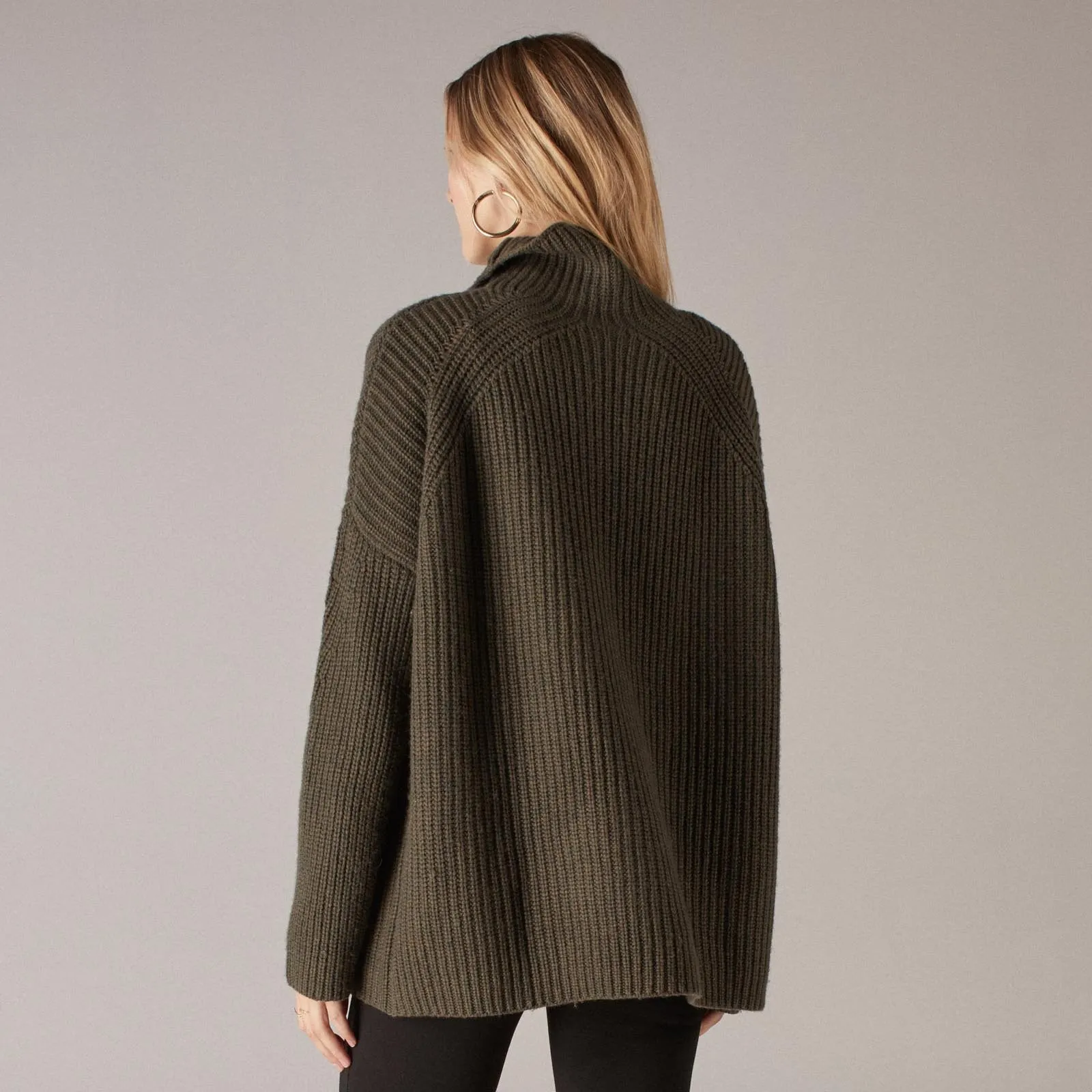 Wool Cashmere Oversized Ribbed Turtleneck