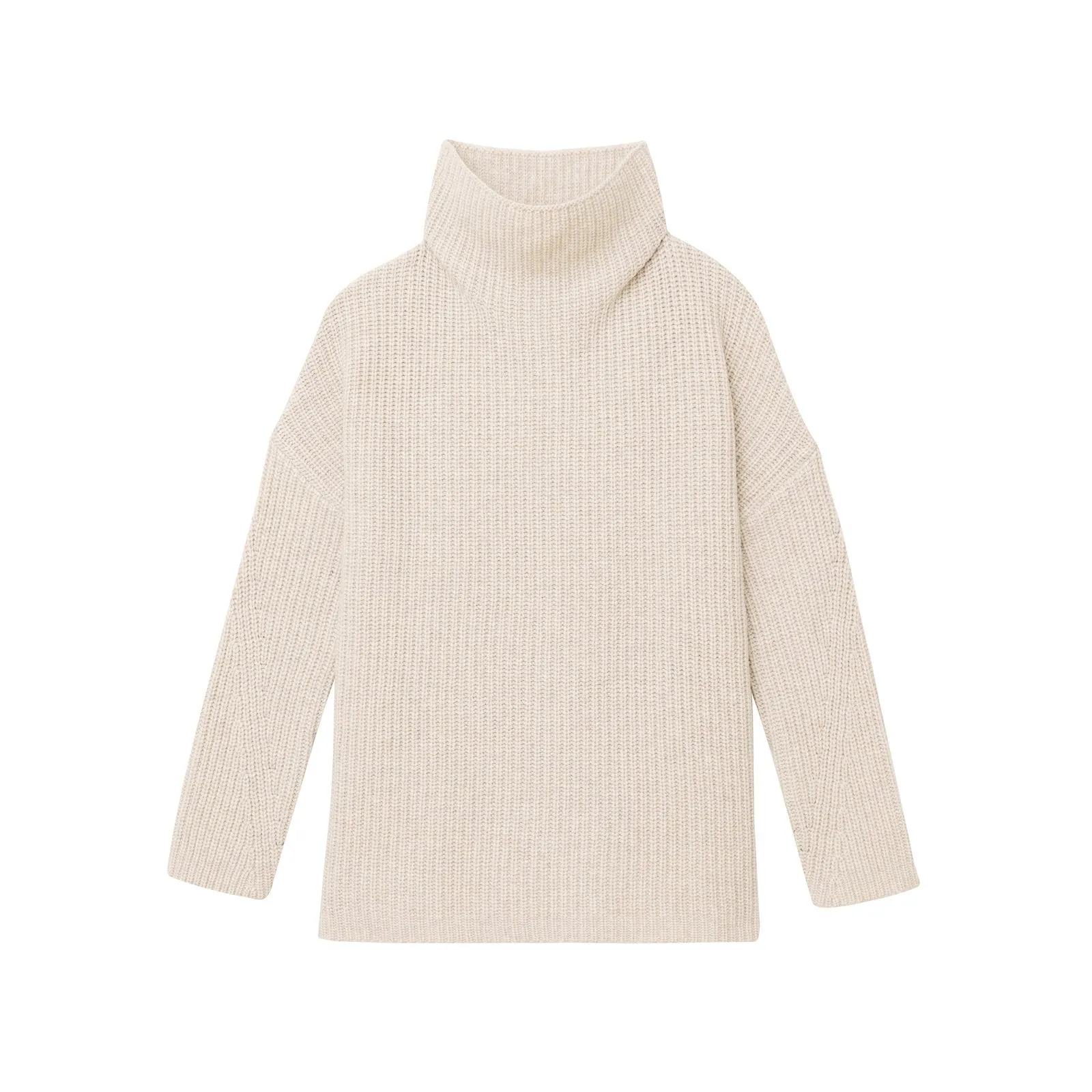 Wool Cashmere Oversized Ribbed Turtleneck