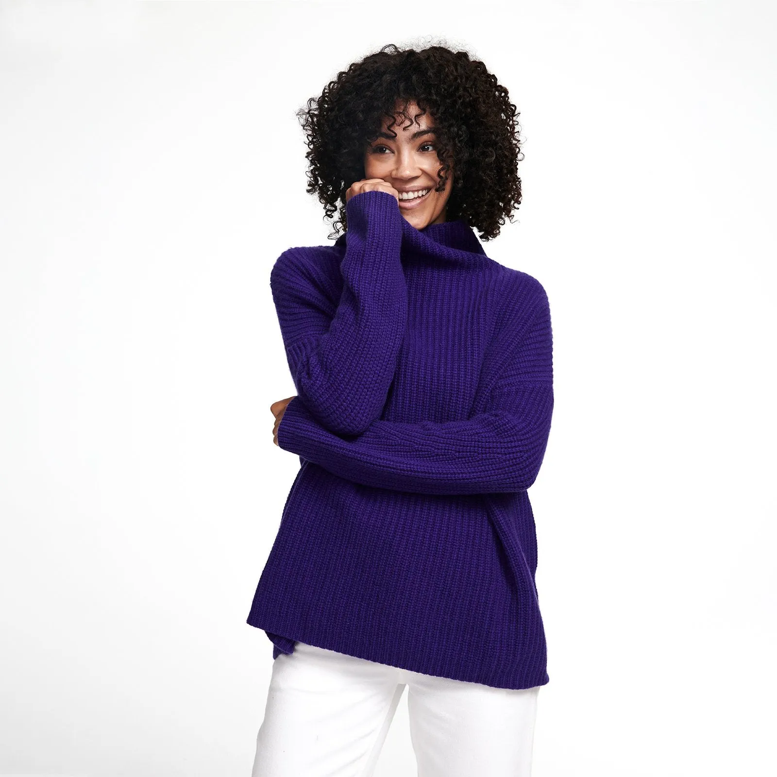 Wool Cashmere Oversized Ribbed Turtleneck