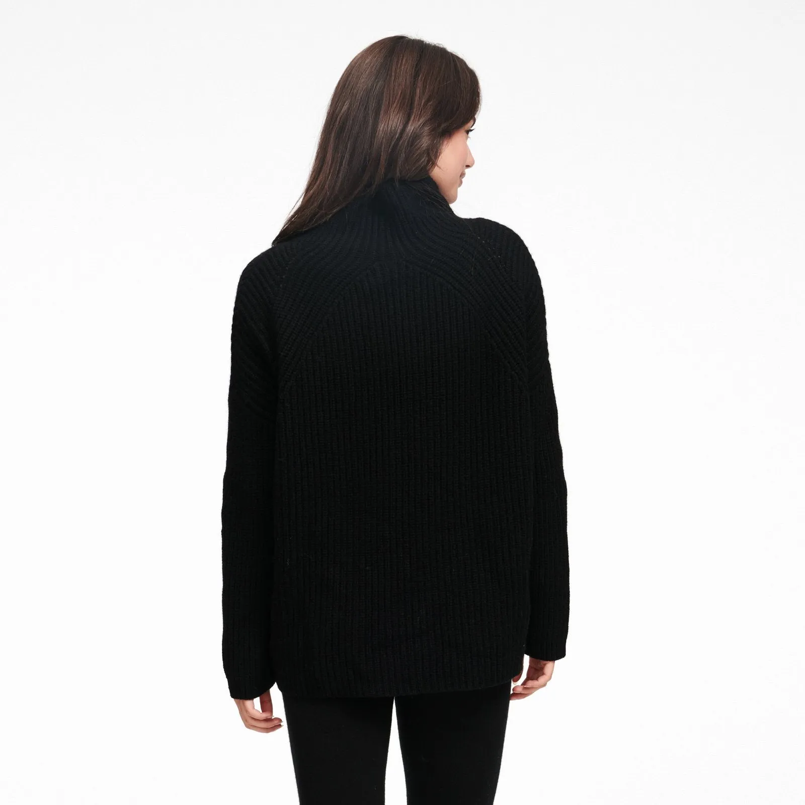 Wool Cashmere Oversized Ribbed Turtleneck