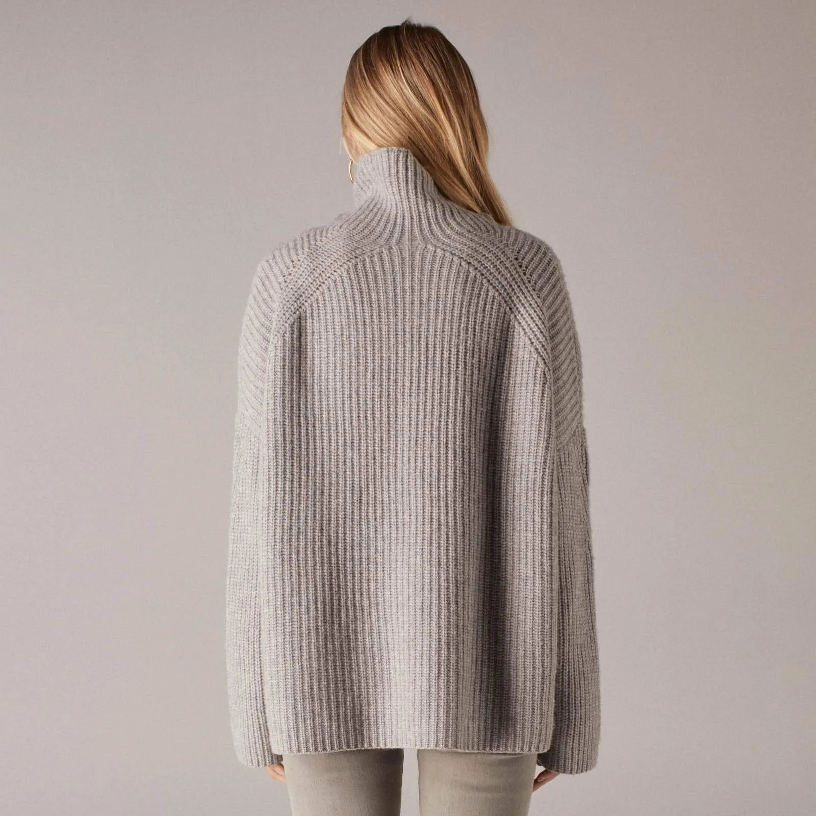 Wool Cashmere Oversized Ribbed Turtleneck