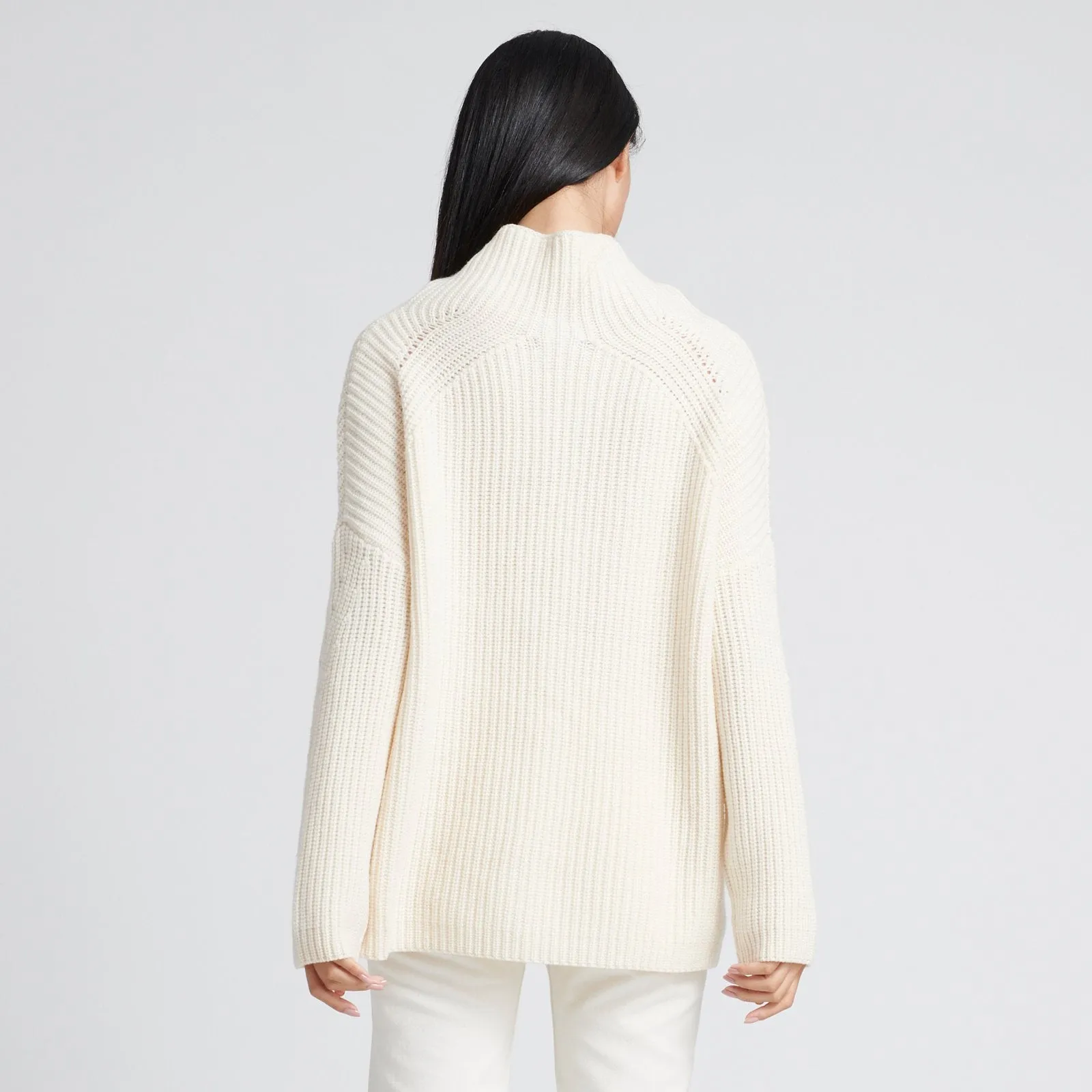 Wool Cashmere Oversized Ribbed Turtleneck