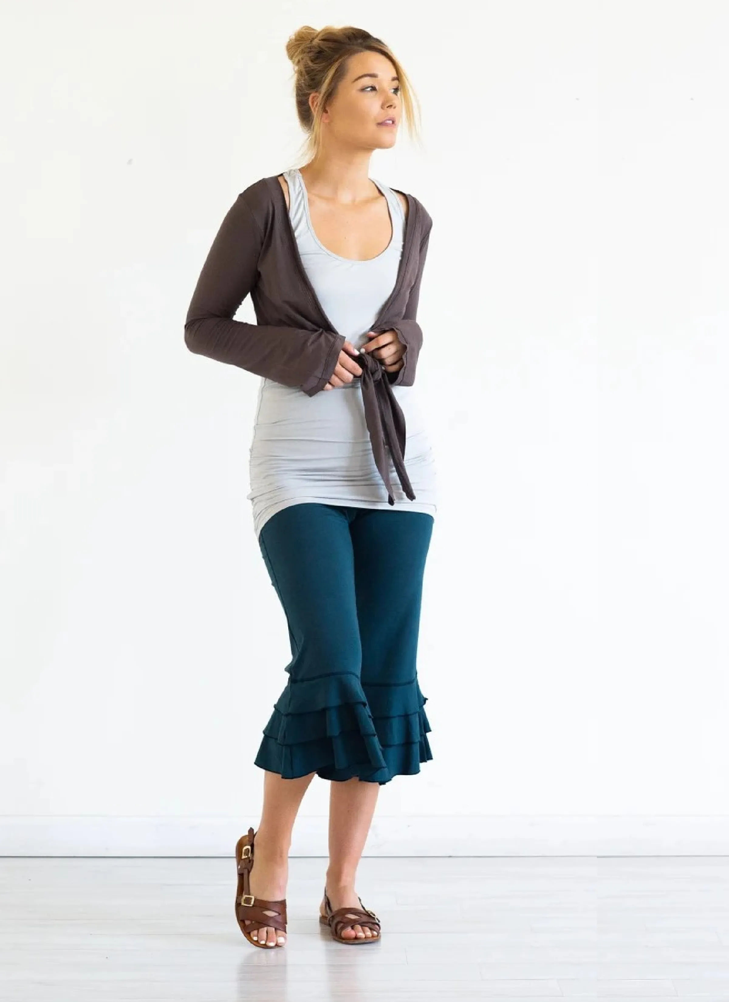 Yoga Wrap Top Tie-Front Ballet Jacket