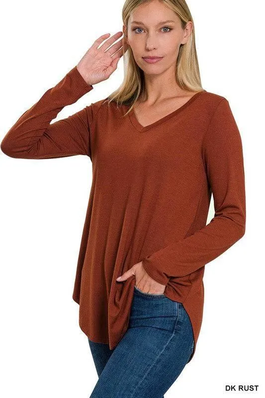 Zenana v-neck long sleeve tunic top